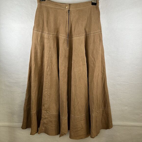 Soft Leather Skirt Raw Hem Long Begedor Italia western outback cowgirl core Sz 4 - Picture 1 of 9